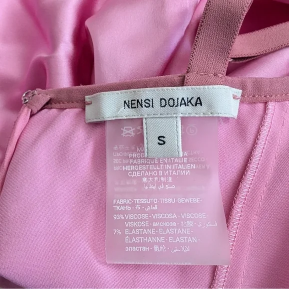 Nensi Dojaka Double Petal Satin Maxi Dress Pink Small - Picture 9 of 15